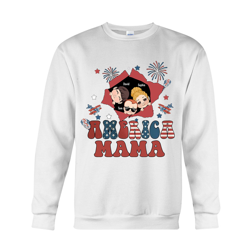Amerikanische Mama – Beliebiger Titel, Vintage-Retro-Stil – Personalisiertes Mutter-T-Shirt und Hoodie