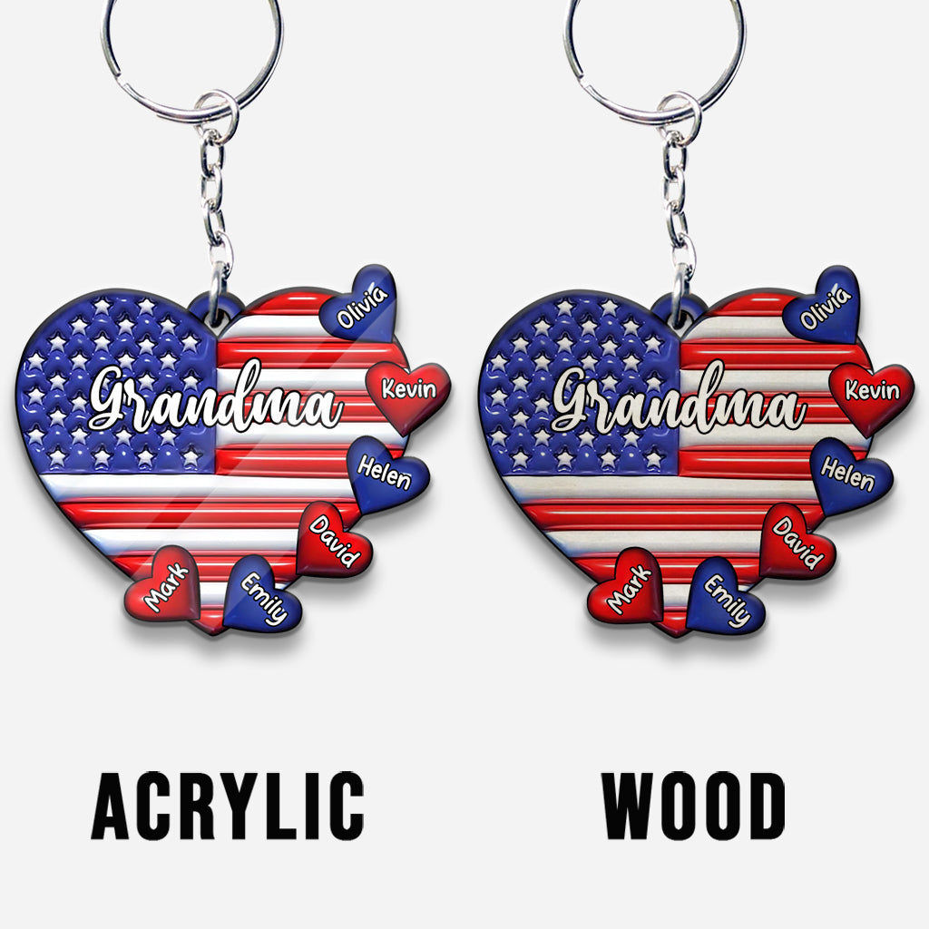 Oma & Enkelkinder Puffherz-Fähnchen – Personalisierter Oma-Schlüsselanhänger