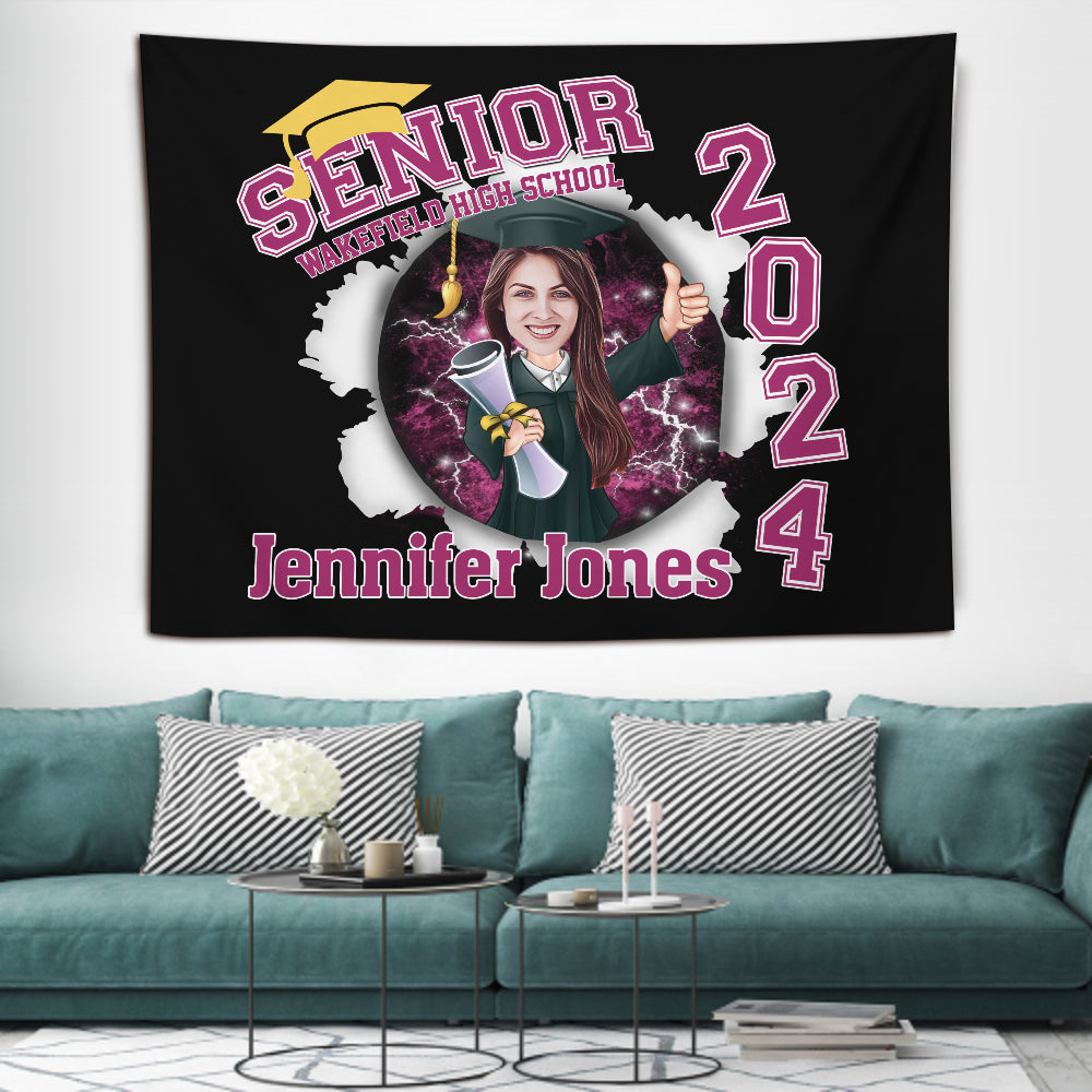 Senior Class Of 2024 Torn Pattern - Personalized Graduation Wall Tapestry