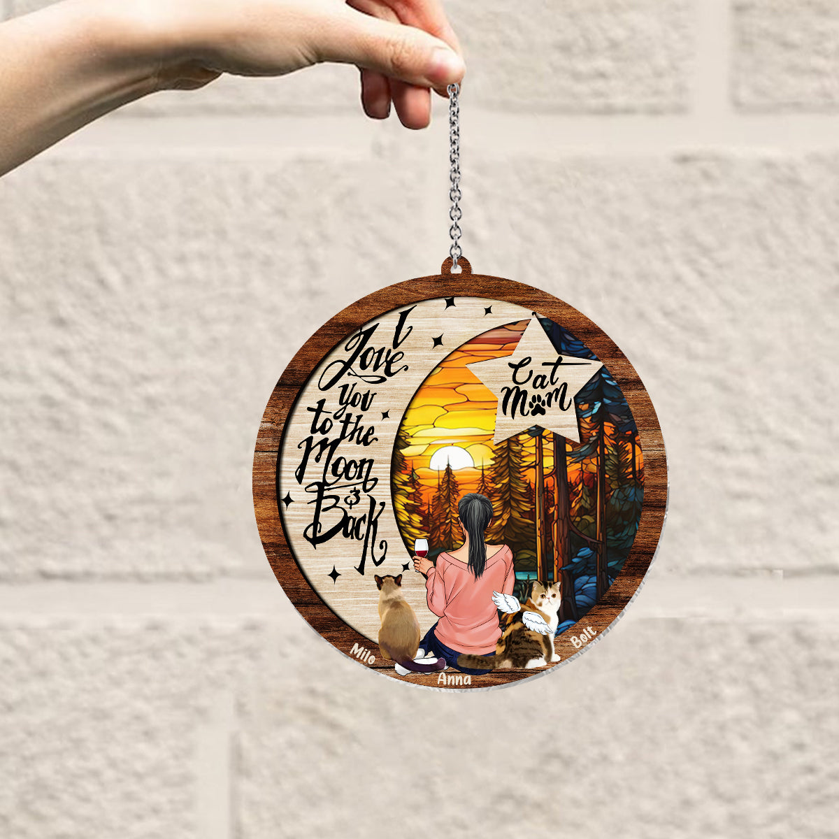 I Love You To The Moon And Back - Personalized Dog Window Hanging Suncatcher Ornament