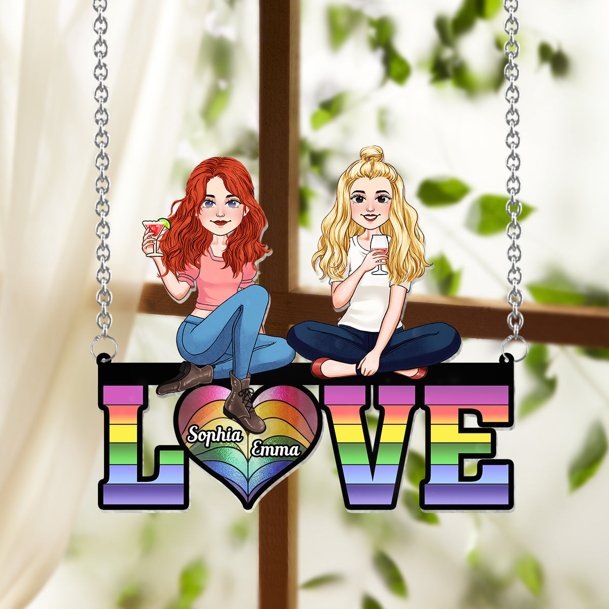 Liebe – Personalisierter LGBT-Unterstützungs-Fensterhänger-Sonnenfänger 