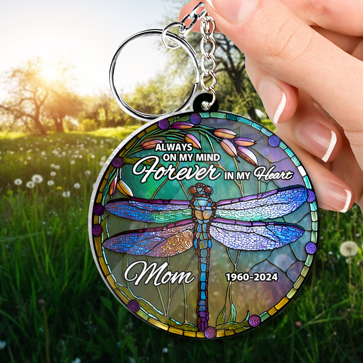 Always On My Mind Forever In My Heart - Personalized Memorial Transparent Keychain