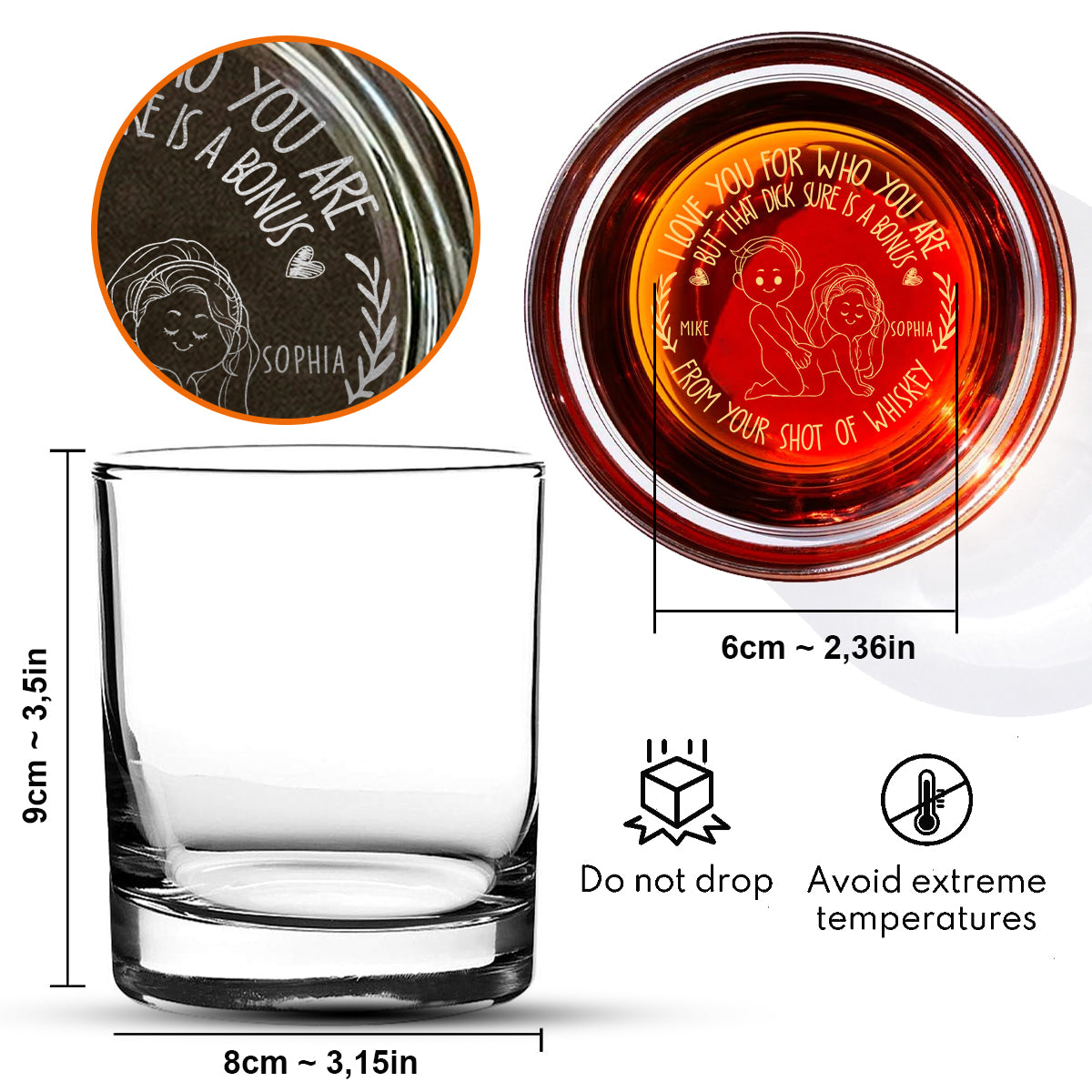Ich liebe dich, so wie du bist – personalisiertes Whiskyglas für Paare mit Gravur