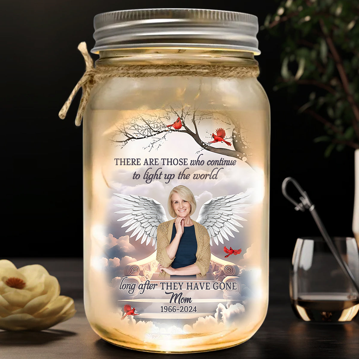 „Erleuchte die Welt“-Trauergeschenk – Personalisierte Gedenkleuchte im Einmachglas