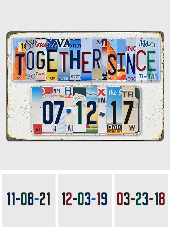 Zusammen seit - Personalisiertes Metallschild für Paare