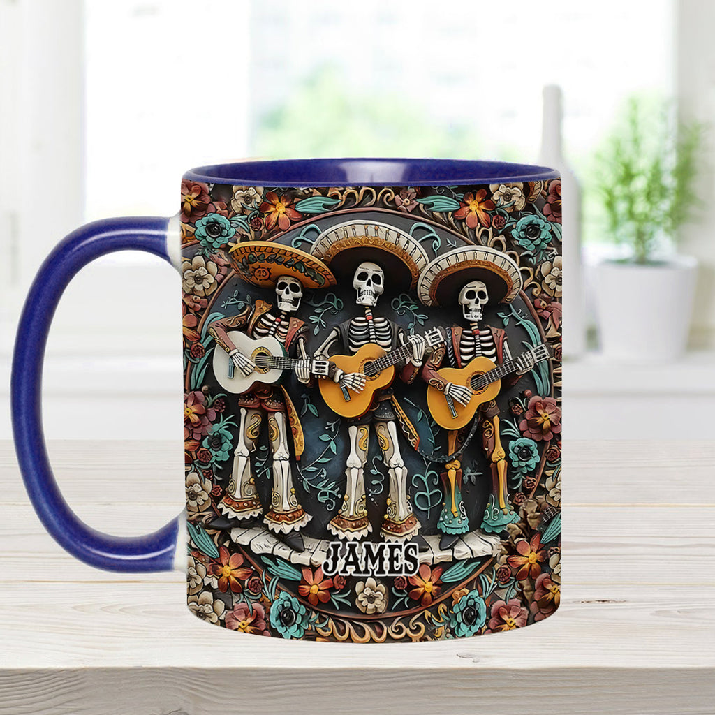 Skelett-Trio – Personalisierte Tasse mit Totenkopf-Akzent