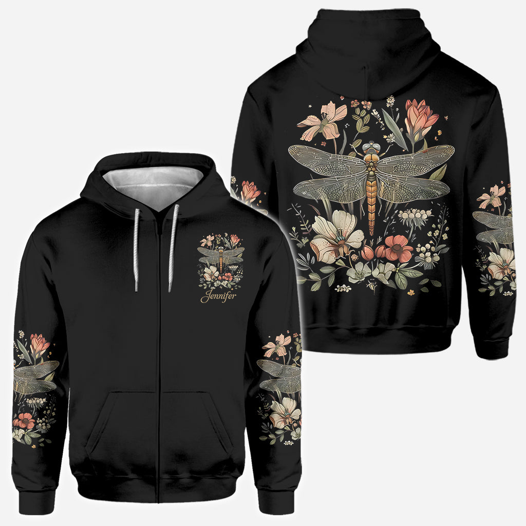 Dragonfly & Flowers - Personalized Dragonfly All Over Shirt