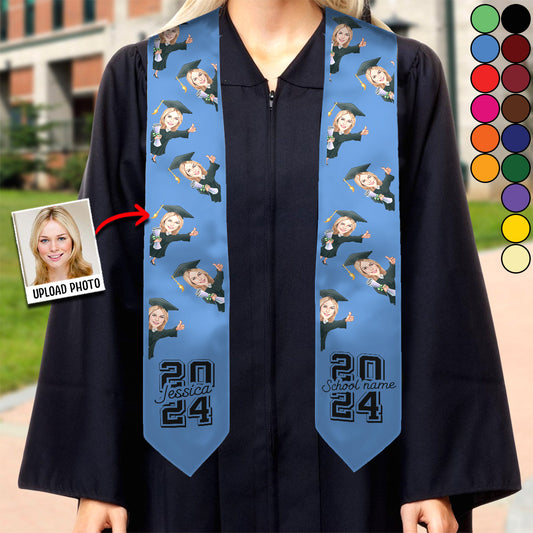 Caricature Funny Character - Personalized Graduation Graduation Stole