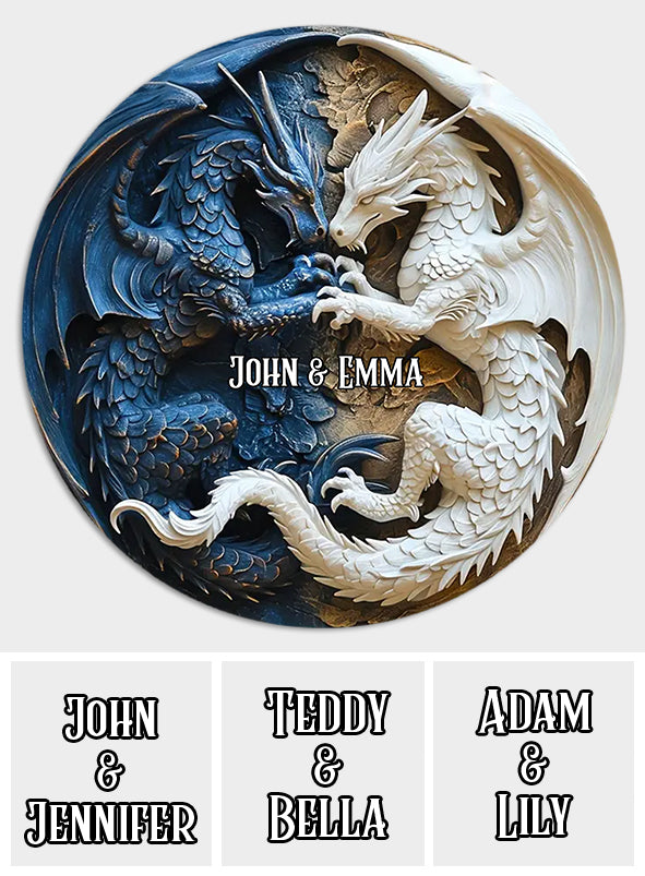 Liebe Drachen – Personalisiertes rundes Drachen-Holzschild