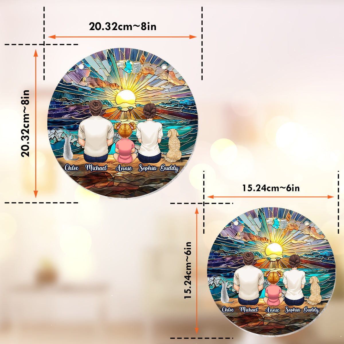 Glückliches Paar genießt romantischen Strand – Personalisierter Familien-Fensterhänger-Sonnenfänger 