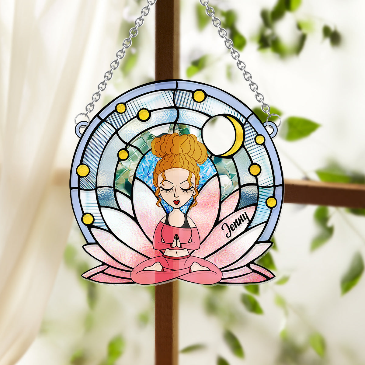 Namaste – Personalisierter Yoga-Fensterhänger-Sonnenfänger 