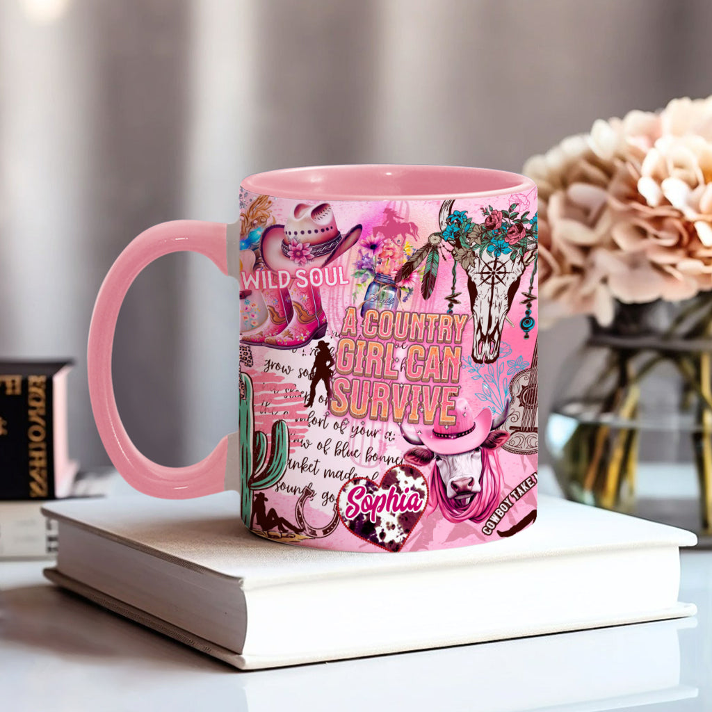 Ein Landmädchen kann überleben – Personalisierte Tasse mit ländlichem Akzent