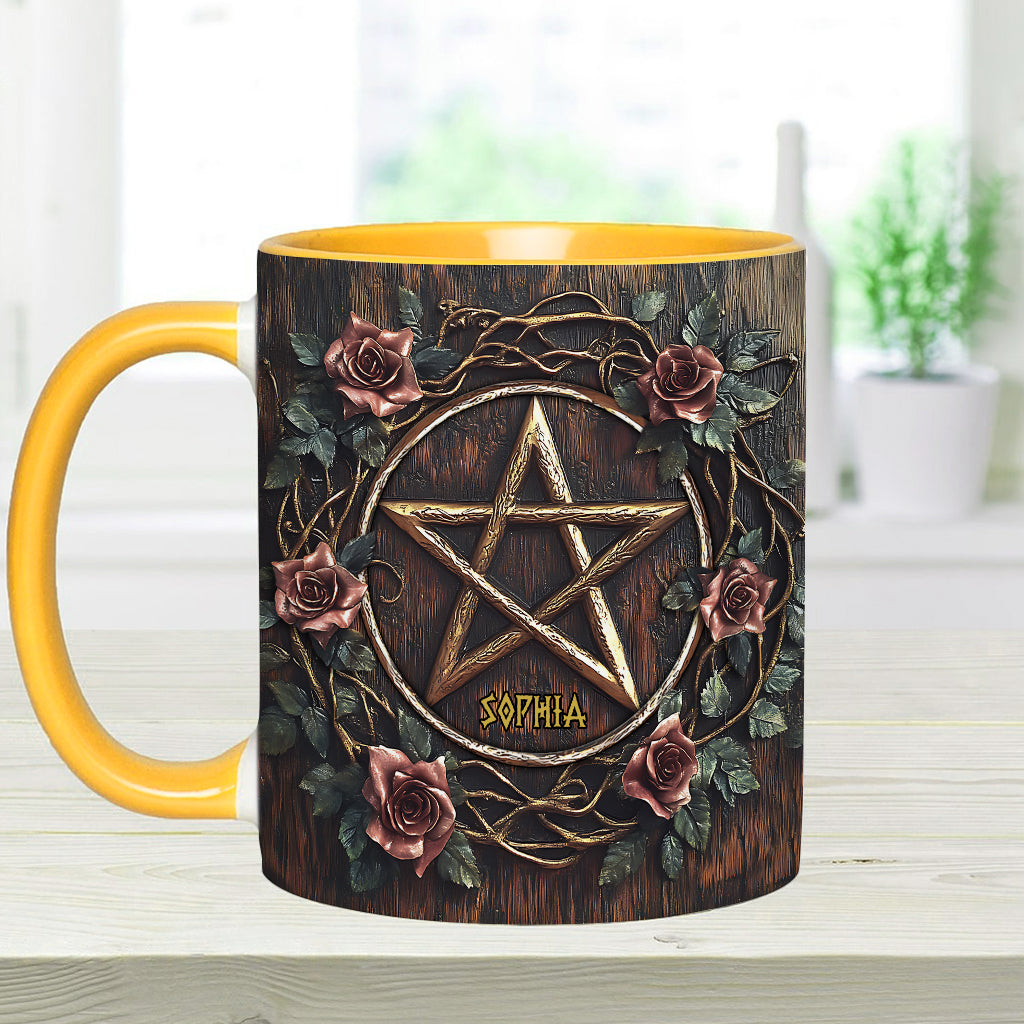 Wunderschönes Pentagramm – personalisierte Tasse mit Hexenmotiv
