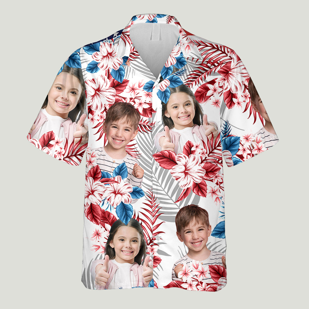 Foto hochladen: Personalisiertes Hawaiihemd zum 4. Juli – Vatertags-Shirt