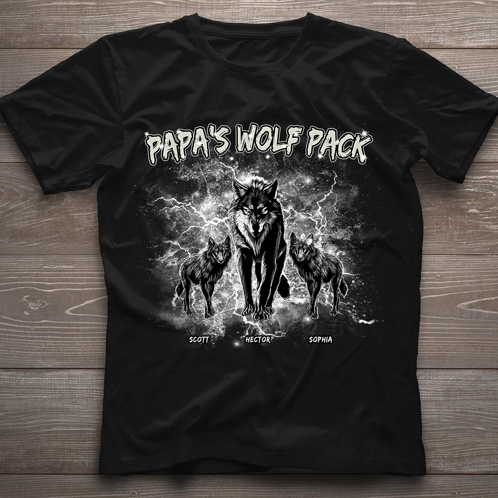 Papa's Wolf Pack Thunder Bootleg – Personalisiertes Vater-T-Shirt und Hoodie