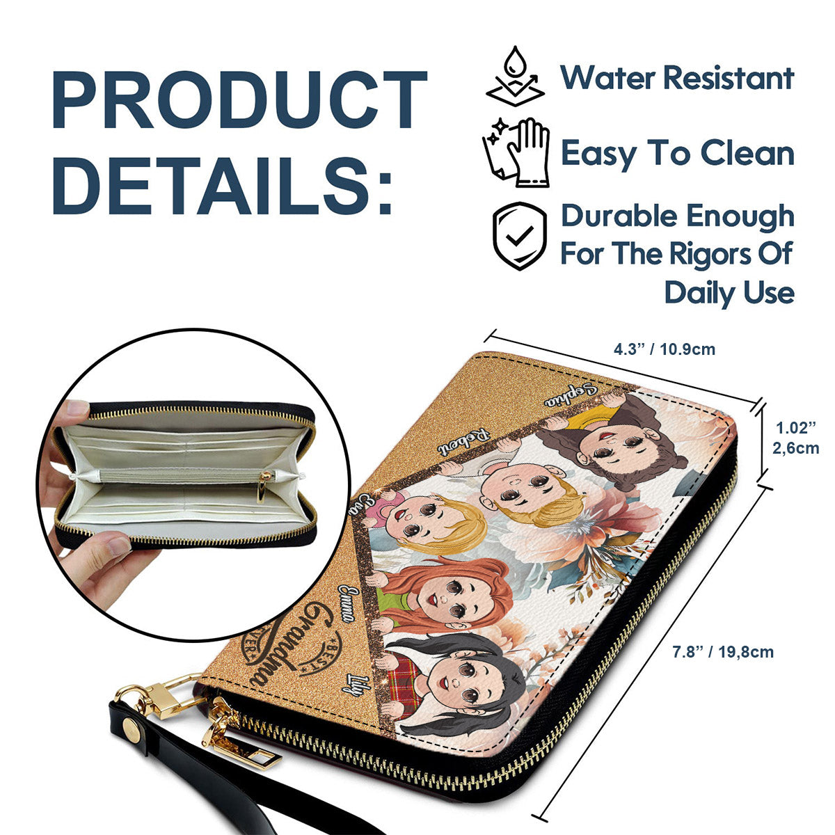 Beste Oma und Mama aller Zeiten – Personalisierte Oma-Geldbörse aus Leder