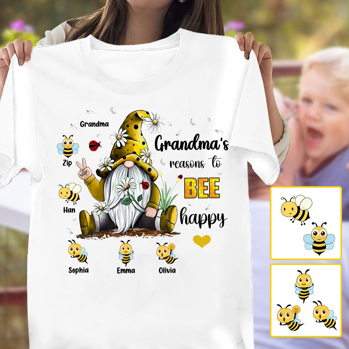 Gründe für Omas Glück – Personalisiertes Oma-T-Shirt und Hoodie
