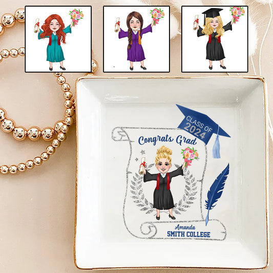Class of 2024 Graduation Gift for Daughter Granddaughter - Personalized Graduation Jewelry Dish