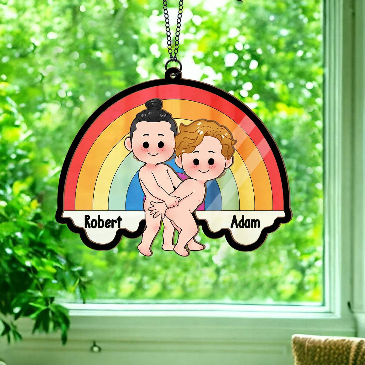 Liebe ist Liebe – Personalisierter, zweilagiger Fensterhänger zur Unterstützung der LGBT-Community