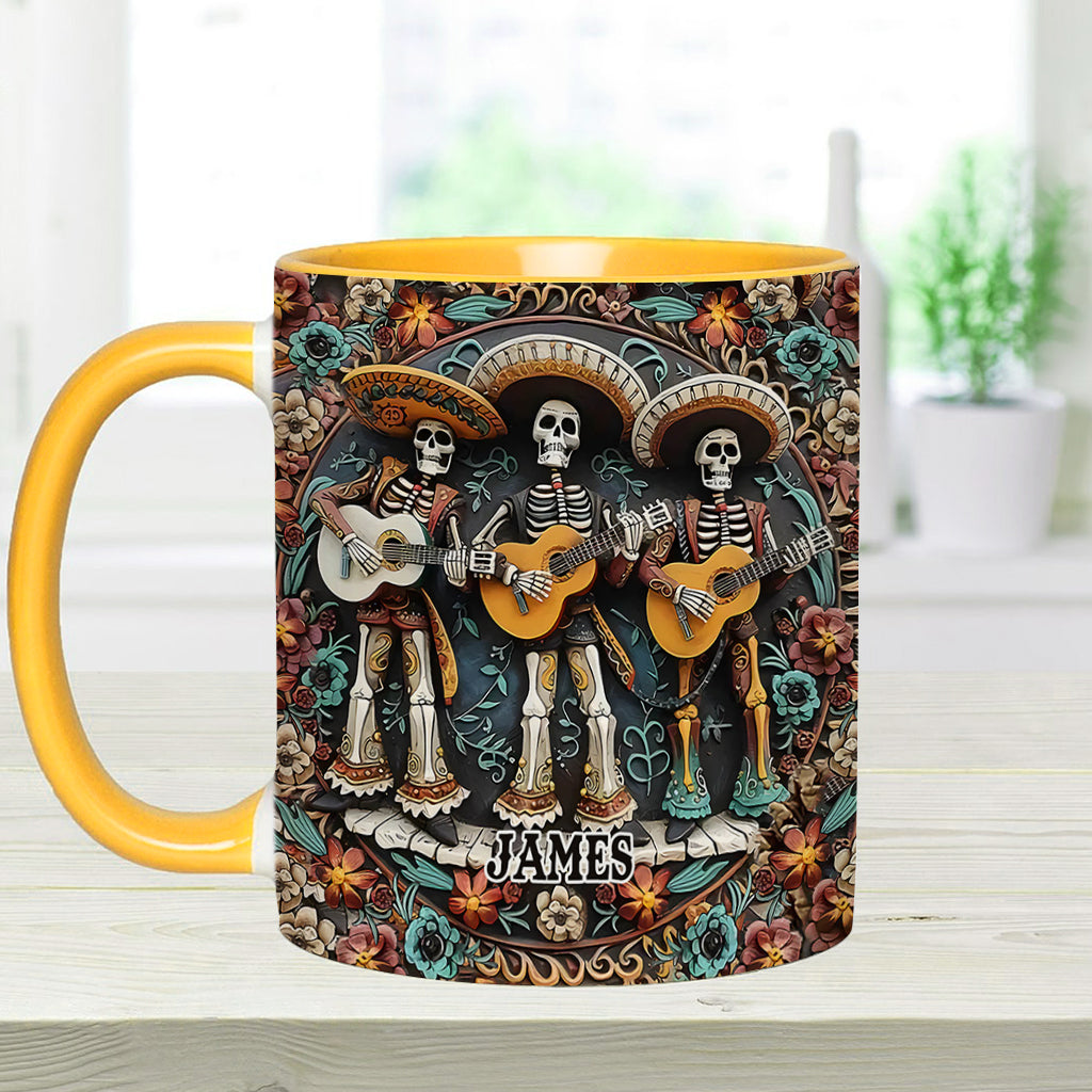 Skelett-Trio – Personalisierte Tasse mit Totenkopf-Akzent