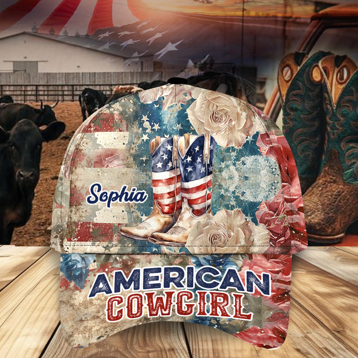 Amerikanische Cowgirl-Kappe – Personalisierte Country-Girl-Klassiker-Kappe