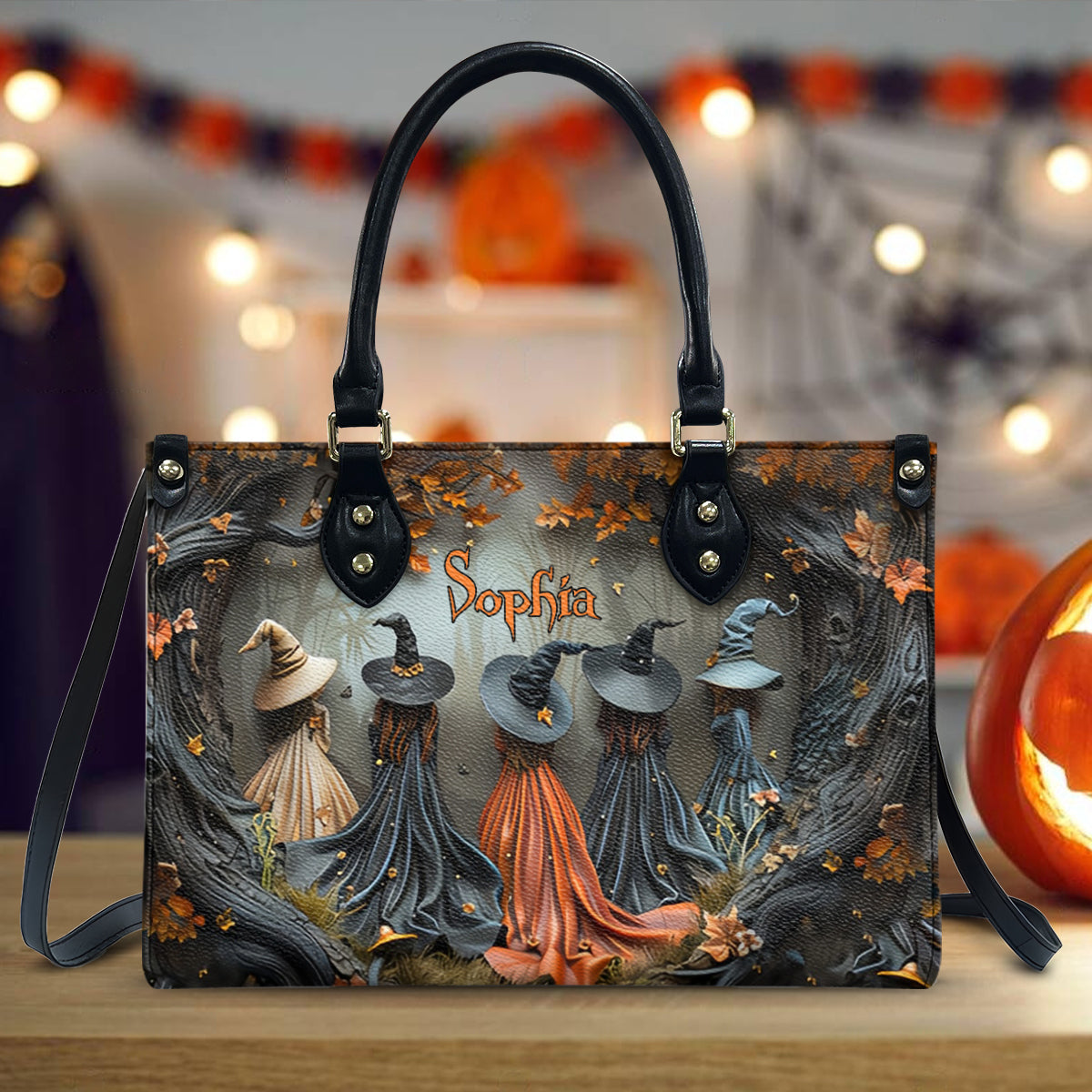 Wunderschöne Hexe – personalisierte Hexen-Lederhandtasche