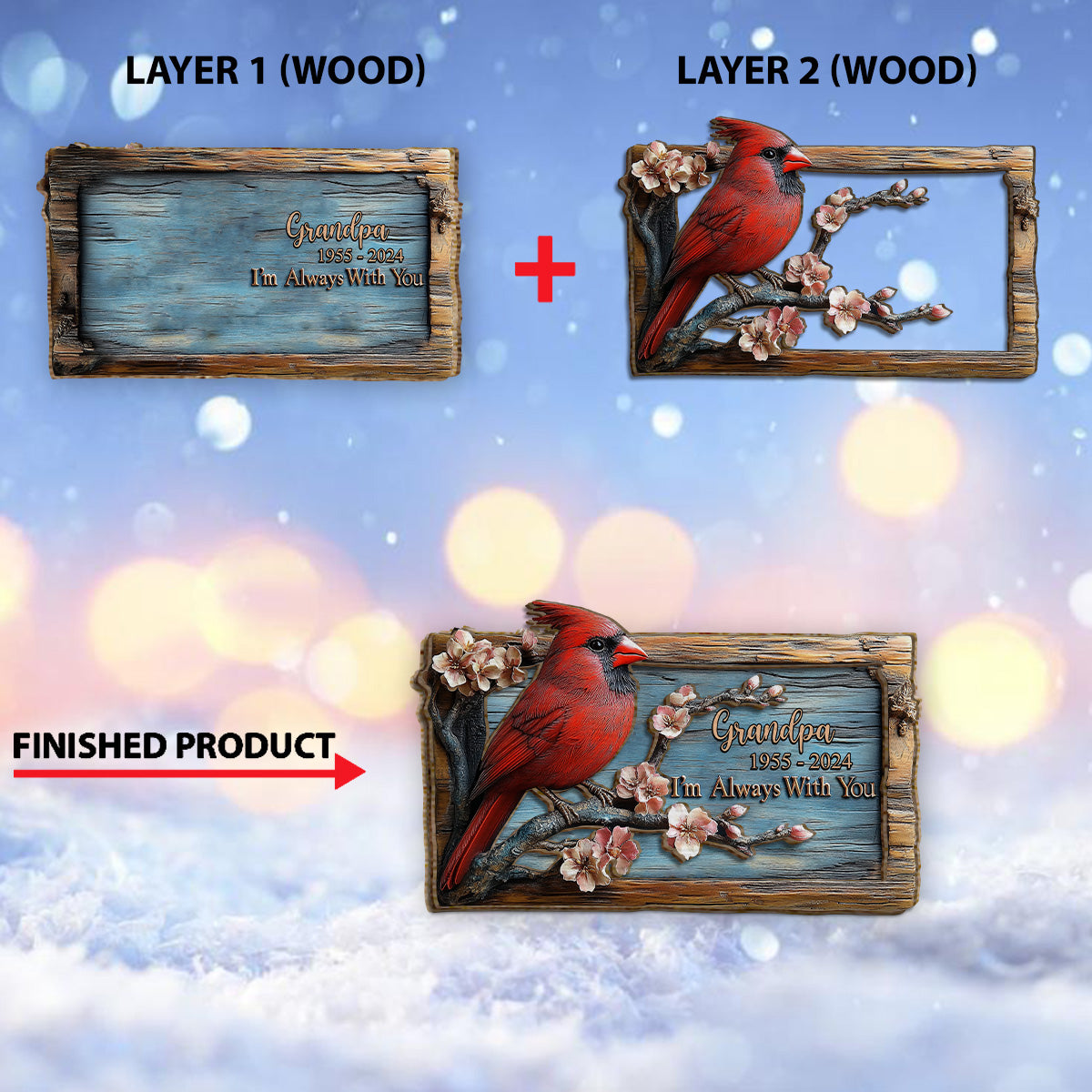 I'm Always With You - Personalized Memorial 2 Layered Wood Sign / Wood Plaque