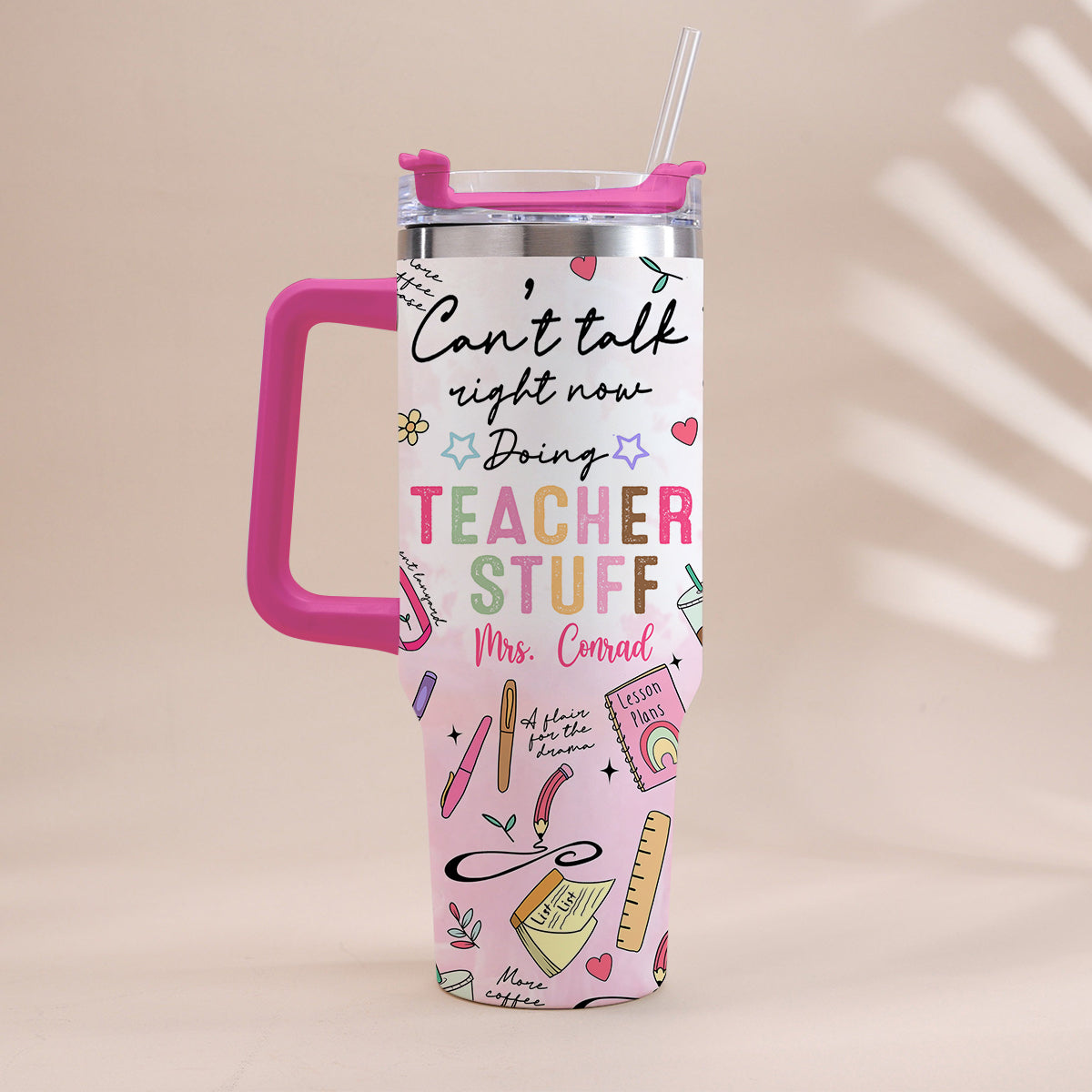 Teacher Stuff - Personalized Teacher Tumbler With Handle