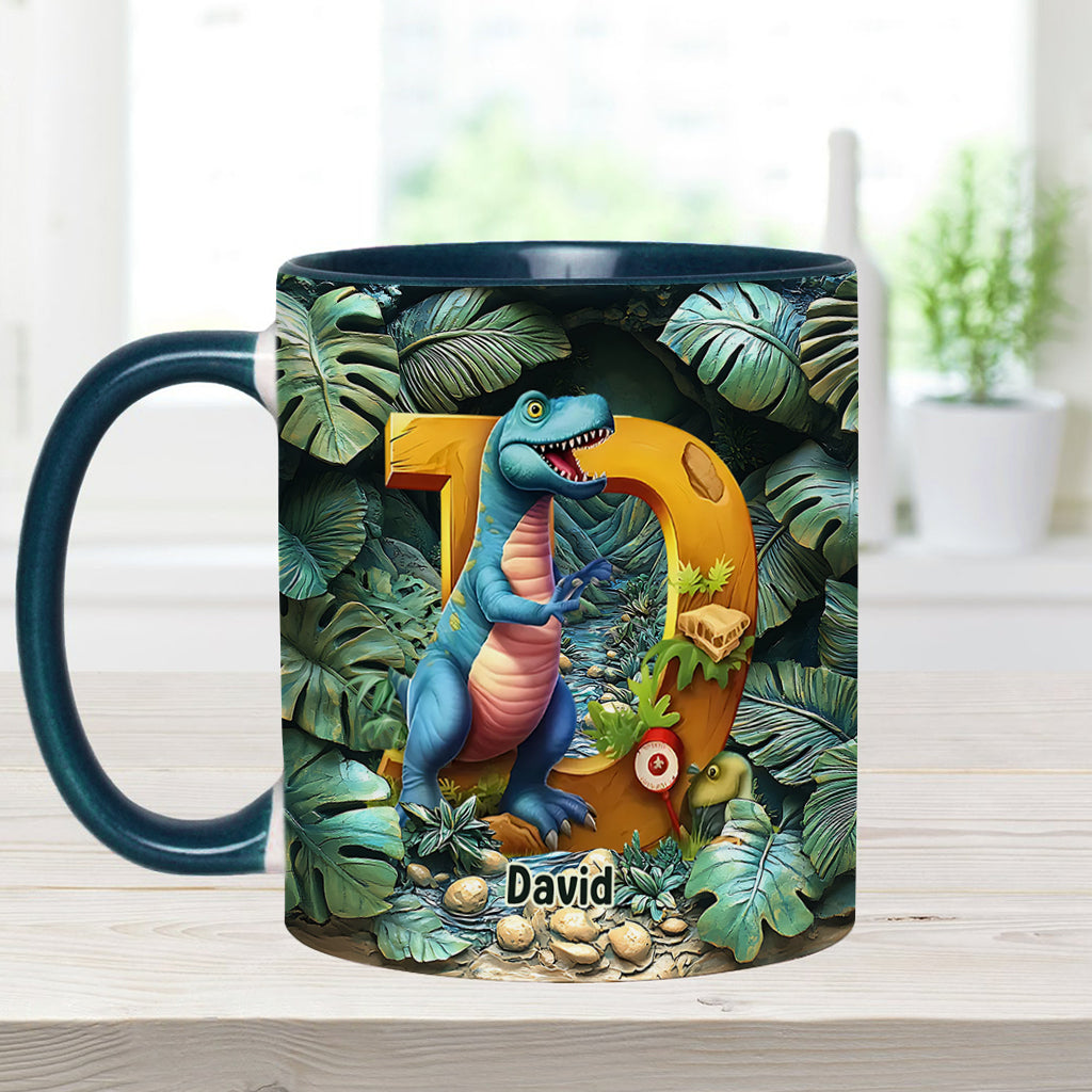 Dinosaurier-Buchstabe - Personalisierte Tasse mit Kinderakzent