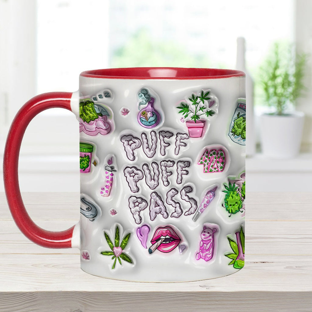 Puff Puff Pass Aufblasbarer 3D-Becher mit personalisiertem Weed-Motiv