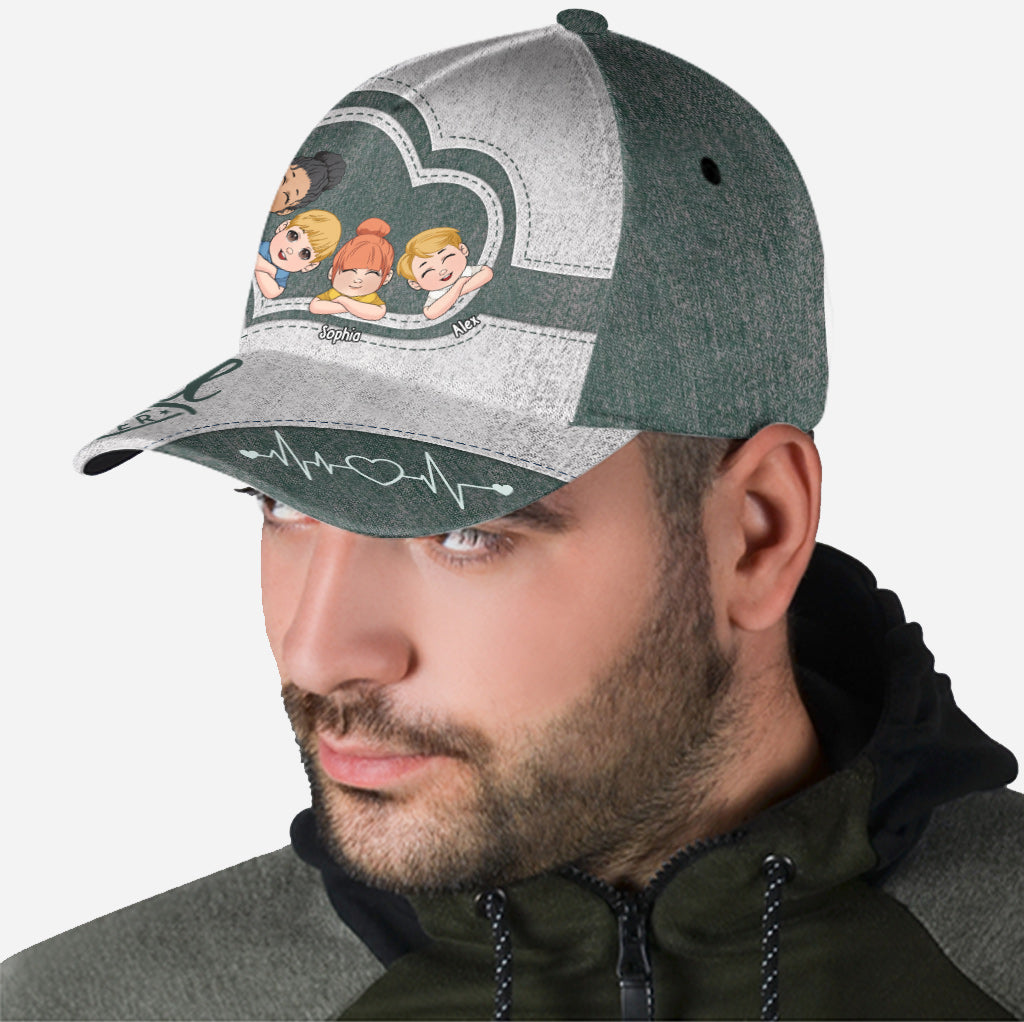 Papas Herz – Bester Papa aller Zeiten – Personalisierte klassische Vaterkappe