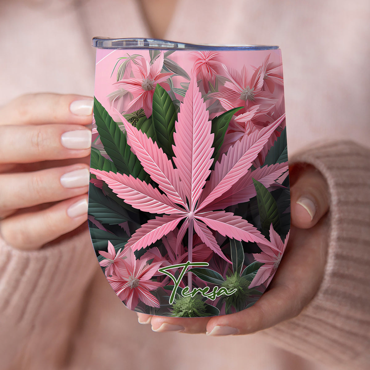Hübsche kleine Kifferin – personalisierter Weed-Weinbecher