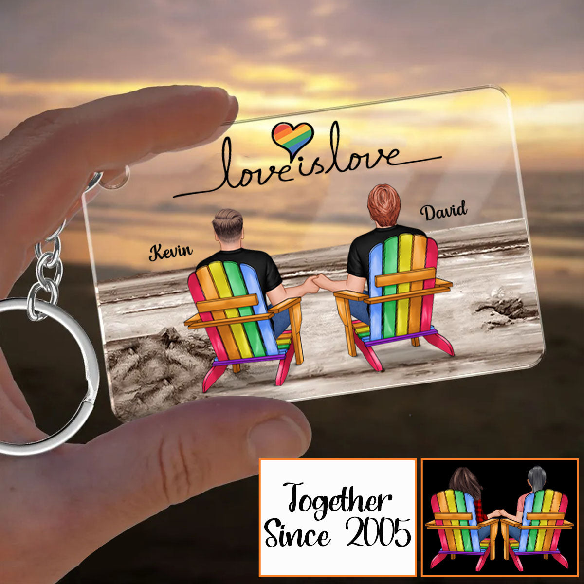 Liebe ist Liebe – Personalisierter LGBT-Unterstützungs-Schlüsselanhänger