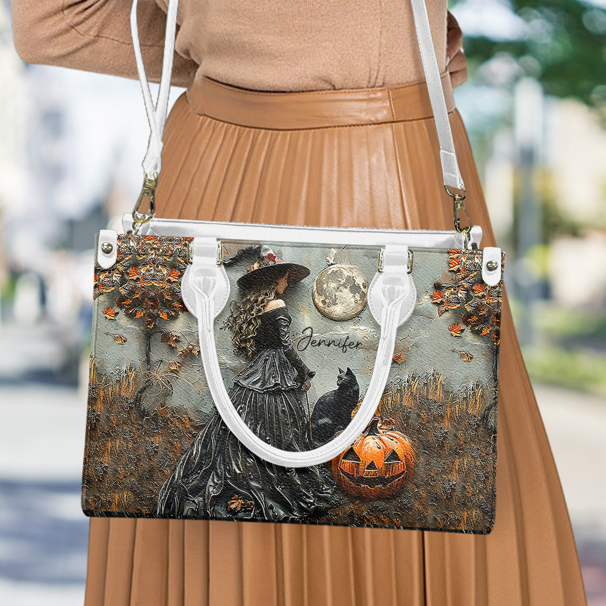 Wunderschöne Hexe – personalisierte Hexen-Lederhandtasche