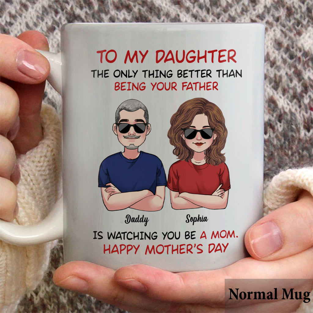 An meine Tochter: Alles Gute zum Muttertag! An meinen Sohn: Alles Gute zum Vatertag! – Personalisierte Tasse für meine Tochter