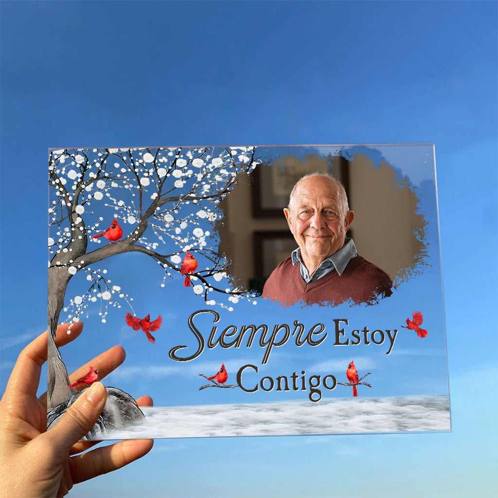 Siempre Estoy Contigo – personalisierte Gedenktafel aus transparentem Acryl