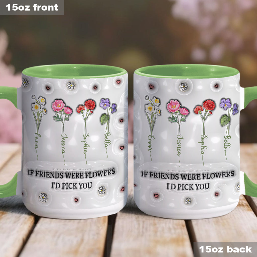Birth Month Flowers Besties - Personalized Bestie Accent Mug