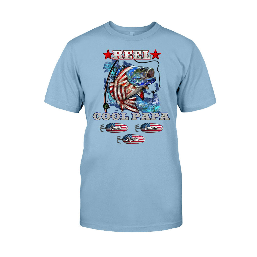 Reel Cool Papa Dad Uncle - Personalisiertes Angel-T-Shirt und Hoodie