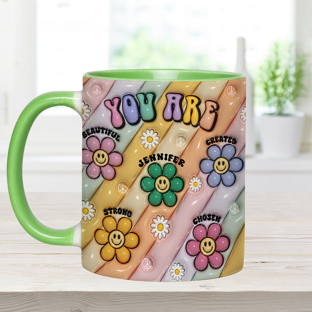 You Are Beautiful Strong Victorious Enough - Personalized Hippie Accent Mug