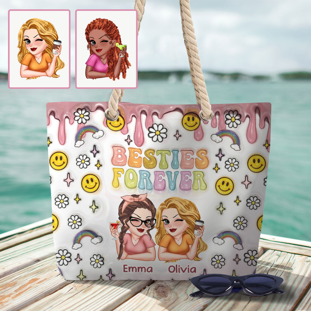 Für immer beste Freundinnen – Personalisierte Strandtasche für beste Freundinnen
