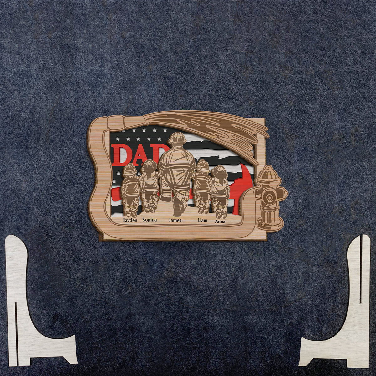 Daddy's Team – Personalisiertes zweilagiges Holzschild „Vater“ / Holzplakette
