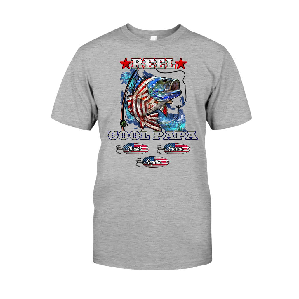 Reel Cool Papa Dad Uncle - Personalisiertes Angel-T-Shirt und Hoodie