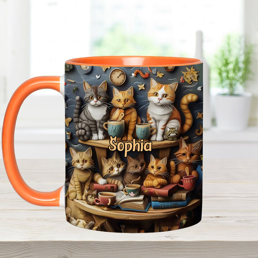 Einfach Katzen lieben – Personalisierte Tasse im Vintage-Stil mit Katzenmotiv