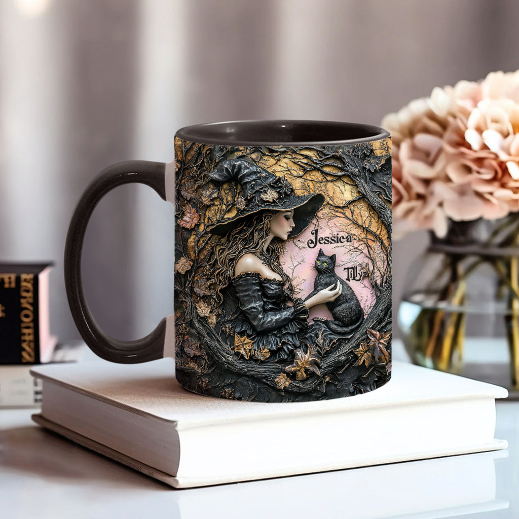 Eine Hexe und ihre schwarze Katze – Eine wunderschöne Sache – Personalisierte Tasse mit Hexenmotiv
