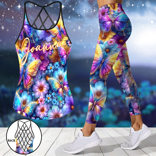 Wunderschöne Schmetterlinge – Personalisiertes Tanktop und Leggings mit Schmetterlingsmuster