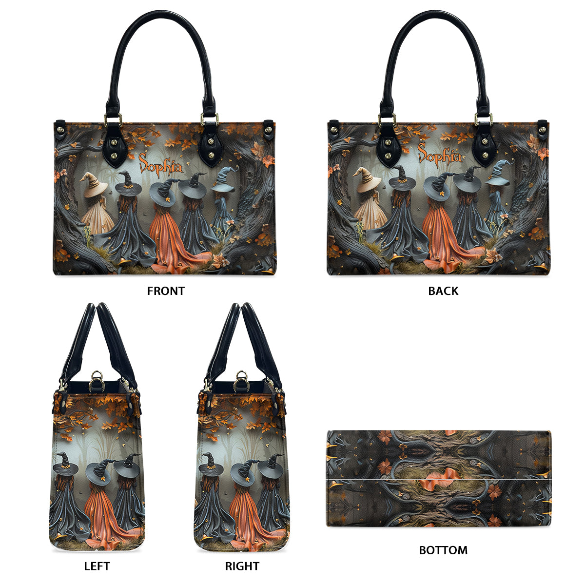 Wunderschöne Hexe – personalisierte Hexen-Lederhandtasche