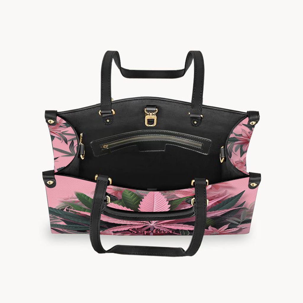 Pink Stoner Chick – Personalisierte Lederhandtasche für Cannabis