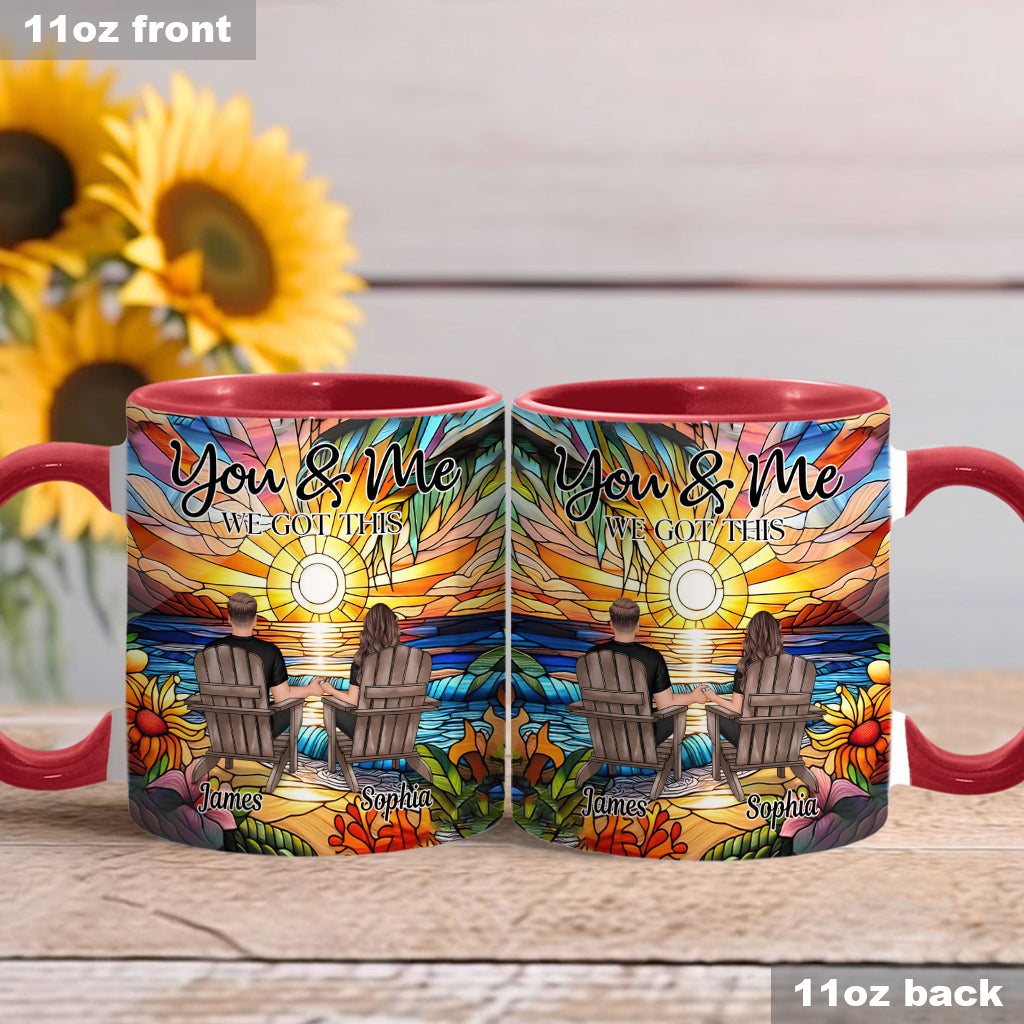 „Du und ich, wir schaffen das“ – personalisierte Tasse für Paare