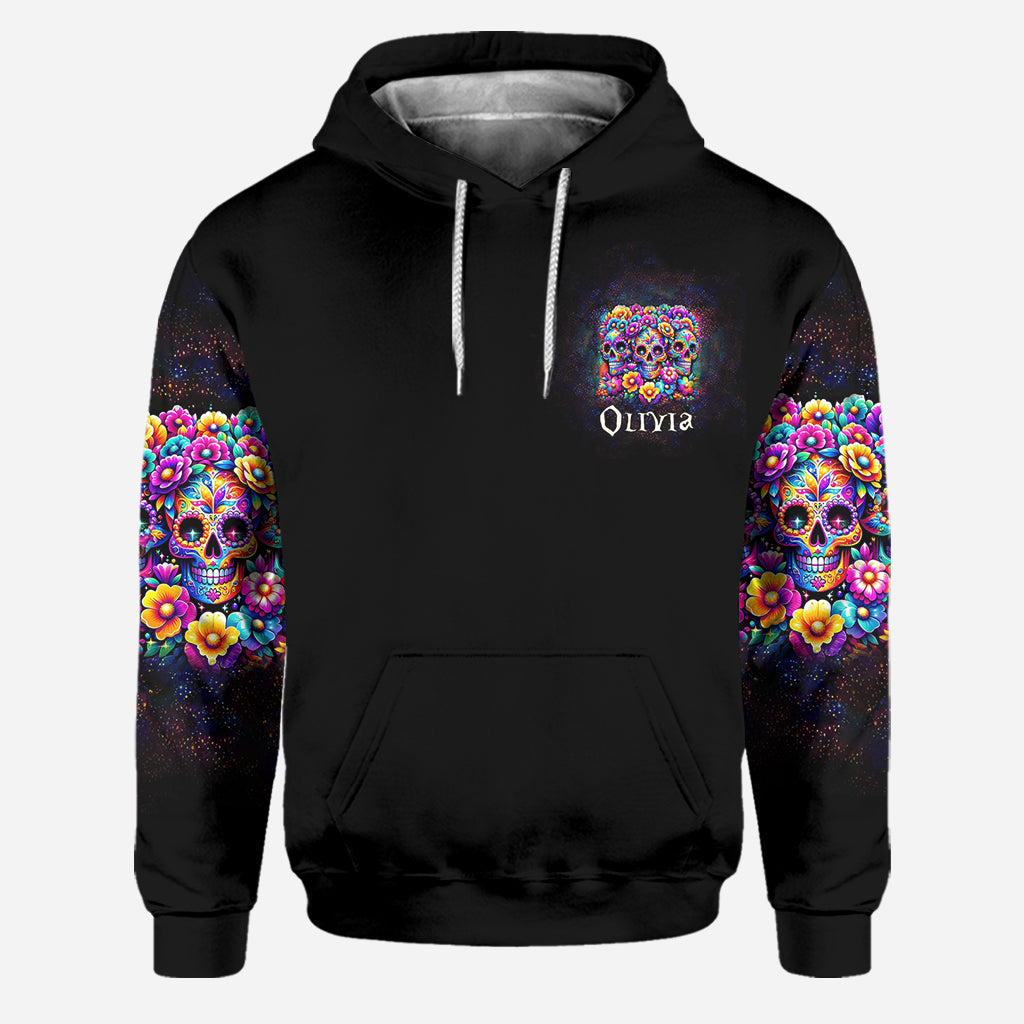Niedliche Puppen La Catrina – Personalisierter Totenkopf-Hoodie und Leggings