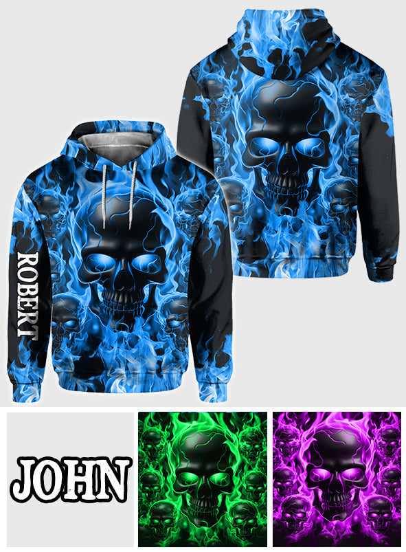 Geschmolzener Totenkopf in Flammen - Personalisiertes Totenkopf-Shirt